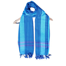 Kikoi Vibrant Gift 100 Cotton Ethnic Blue Tassels Scarf Beach Wrap Kenyan Made