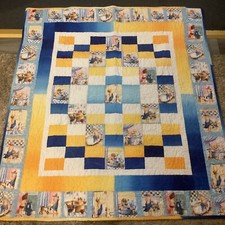 Handmade Baby Youth Quilt 44  L X39  W Patchwork Children in Water Scenes