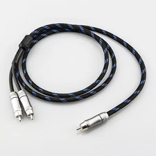 HIFI OFC Subwoofer Y Cable RCA 1 Male to 2 Male Audio Audiophile Adapter Cord
