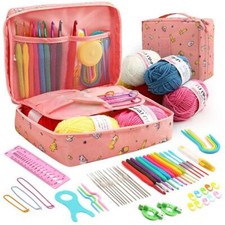 Ergonomic Crochet Hook Starters 53Pcs Set Needles Kit 5 Rolls Yarn Knitting For