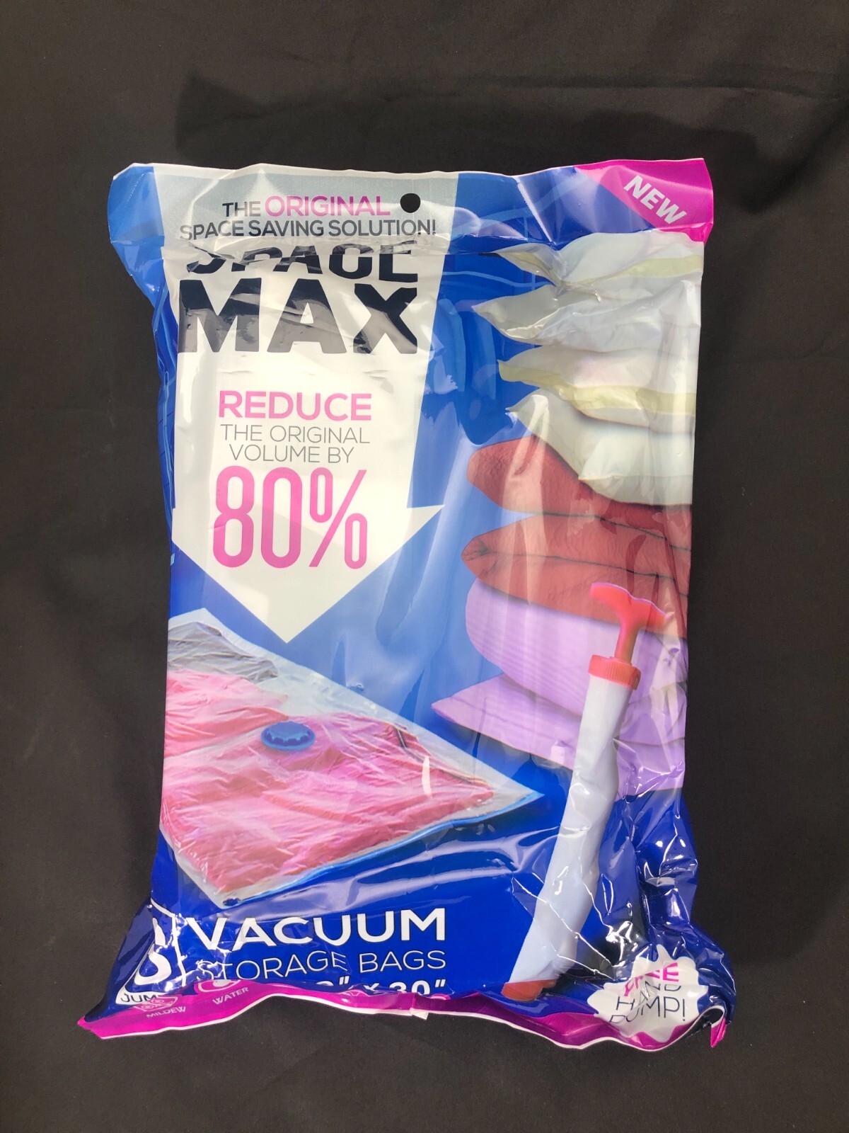 SpaceMax Jumbo Vacuum Storage Bags With Hand Pump 6 Pack Size 40"x 30