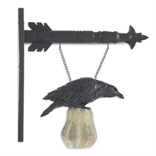 9.75 Inch Resin Crow On White Pumpkin Arrow R...