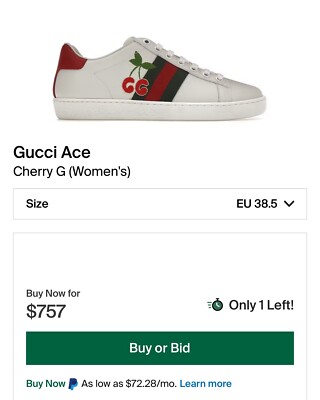 Size 8.5 - Gucci Ace GG Cherry W | eBay