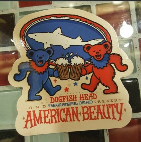 Dogfish Head Brewery Grateful Dead American Beauty & Plattenladen Tagesaufkleber - Bild 1 von 2