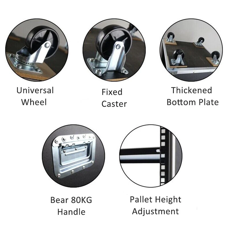 12U Mobile Server Rack Audio & Video Stage Stereo Equipment Storage Cabinet 19in - Image 3 of 4