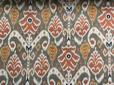 Buketan Ikat Terracotta Linen 280cm Double Width Curtain Blind Upholstery Fabric