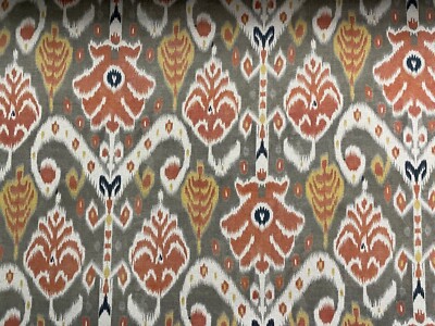 Buketan Ikat Terrakotta Leinen 280 cm doppelte Breite Gardinenrollo Polsterstoff