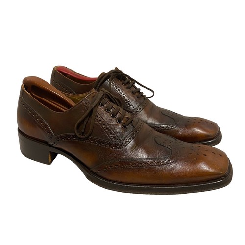 Vero Cuoio Mens Size 10M Italian Leather Oxford Lace Up Cap 