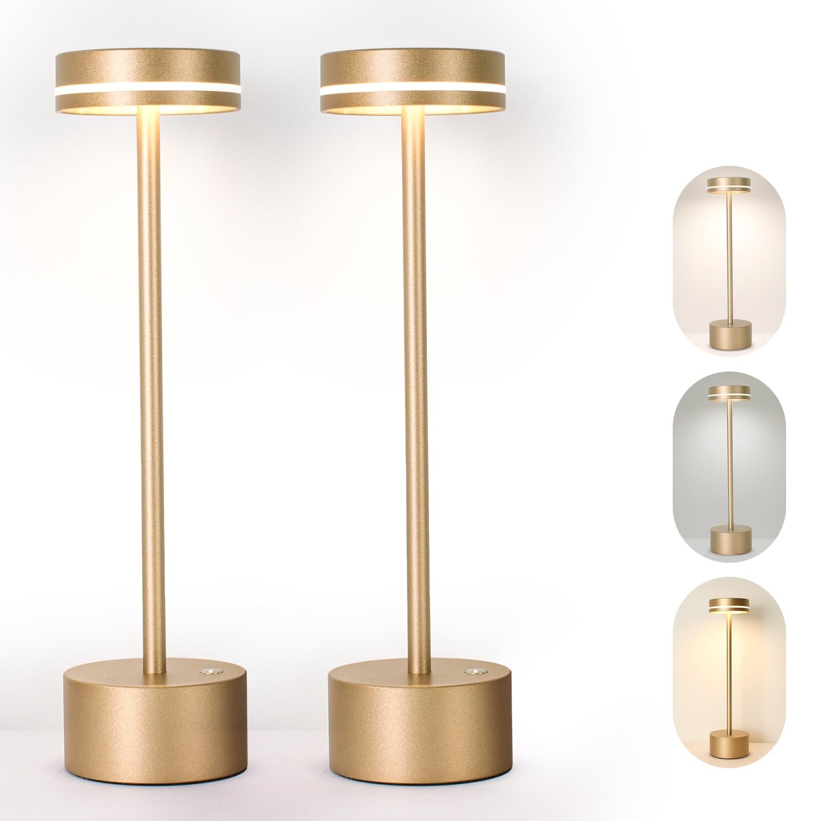 2 Pack Cordless Table Lamp,5000mAh Battery Operated Rechargeable LED Desk Lam...