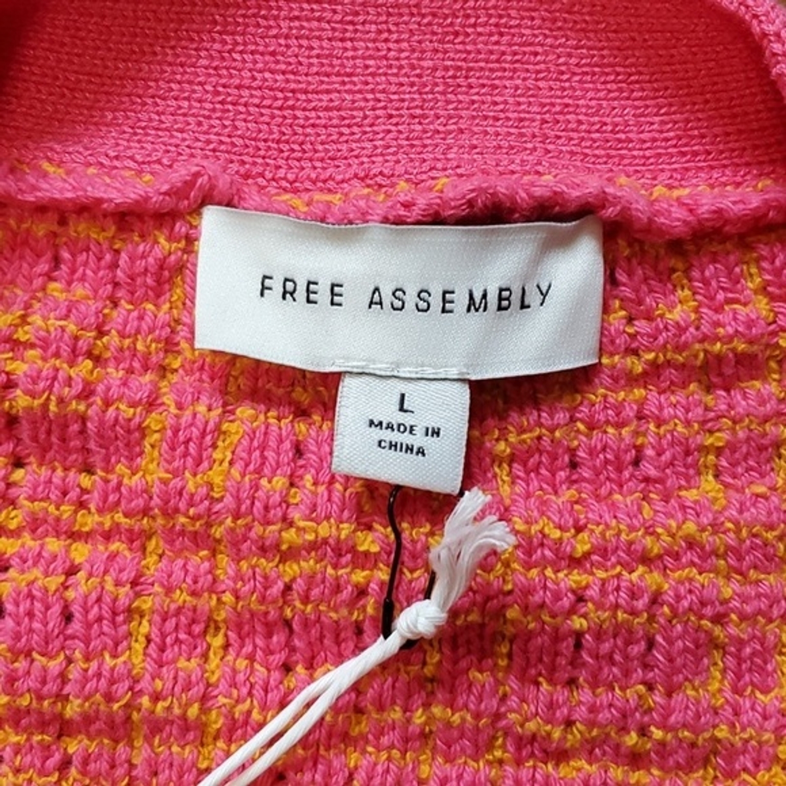 NWT Free Assembly Cotton V Neck Barbiecore Sweater Cardigan Size L | eBay