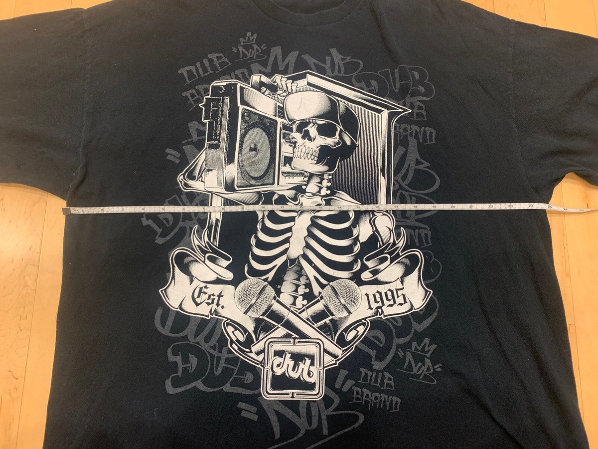 Vintage 90s Y2K 1995 Dub Skeleton DJ Street Shirt EUC 2XL Men's