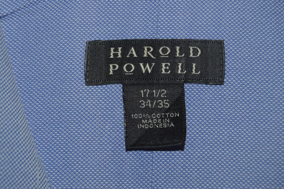 Harold Powell 15 1/2 32/33 Man's Dress Shirt Blue Check Cotton - Image 3 of 4
