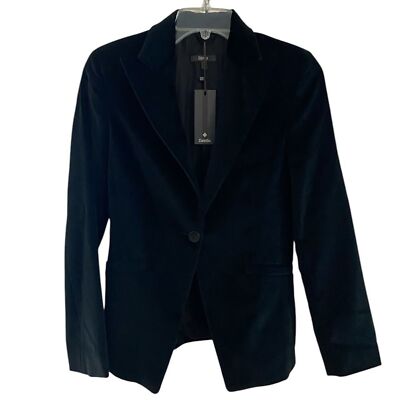 Zanella Chloe made in Italy velour blazer black Sz 4 NWT