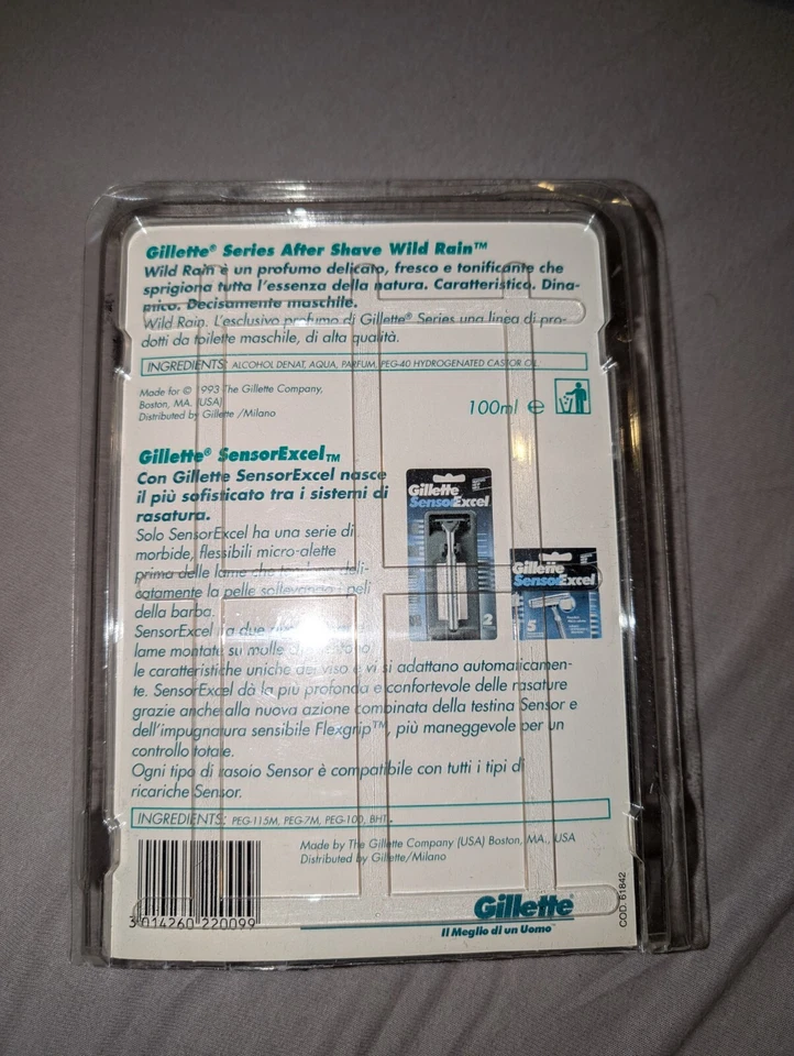 GILLETTE SENSOR EXCEL Razor Handle Razor Original Box & Wild Rain Eau de Toilette 100ML - Image 2 of 2