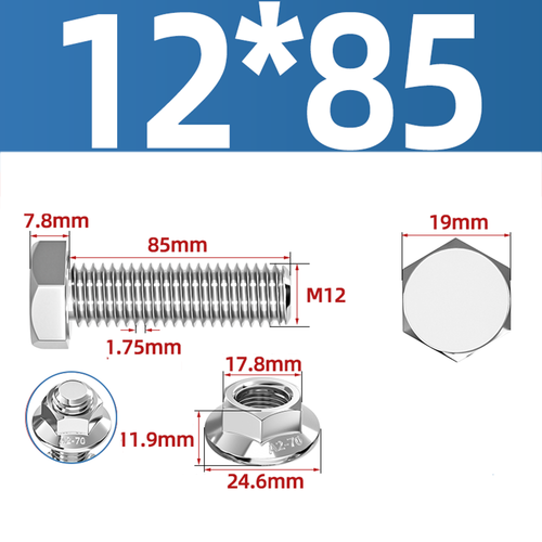 304 Stainless Hex Flange Bolts With Free Serrated Flanged Nuts M10 M14 M16 M20 - Picture 50 of 138