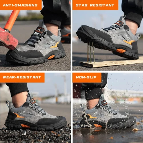 Breathable Men's Work Shoes Steel Toe Anti Smash Safety Boots Fashion Sneakers - Picture 6 of 24
