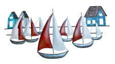 Wanddeko Schiff Segelboot Metall Wandbild  Haus Boot Maritim Deko Figur Skulptur
