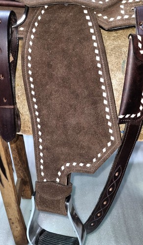 Silla de montar de cuero Western Barrel Horse diseño de puntada Buck 10-18 - Imagen 4 de 8
