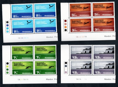 RHODESIA 1972 - PREVENT POLLUTION 10.01 - 1B Control BLOCKS - MNH