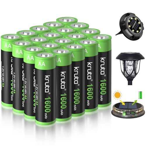20-Pack Rechargeable AA Batteries Pre-Charged, 1600mah NiMH Rechargeable AA S...