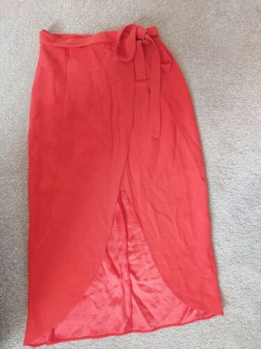 Womens River Island Midi Skirt size 8 orange wrap… - image 1
