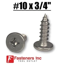 #10 x 3/4" Stainless Steel Self Tapping Sheet Metal Screws Phil Pancake Head