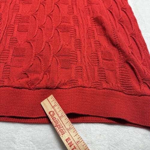 Vintage 90s Coogi 3D Textured Knit Red Sweater Short Sleeves Size XL - Picture 13 of 21