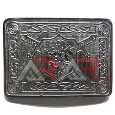 AAR Men Scottish Kilt Belt Buckle Rampant Lion Chrome Finish Kilt Pin Socks