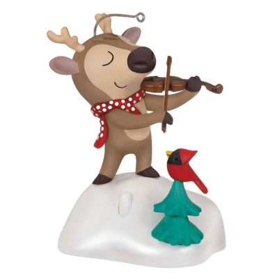 2023 Hallmark Festive Fiddler Reindeer Magic Sound Ornament