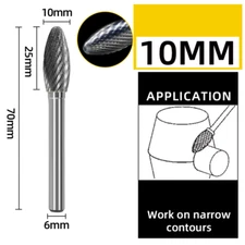 Metal Carving 2/5" Tungsten Carbide Steel Rotary Bur Die Grinder Bit 1/4" Shank 