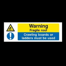Warning Fragile Roof 300x100mm Plastic Sign OR Sticker (MP9)