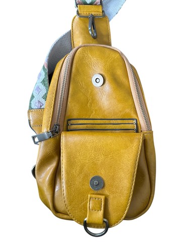 Unbranded Yellow Crossbody Purse with Embroidered Strap - Picture 3 of 11