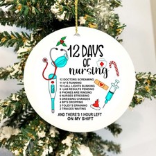 Nurse Ornament gift 12 days of Christmas medical hospital party gift hand made