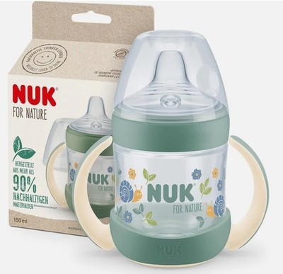 NUK for Nature Lernflasche 150ml grün Schnabeltasse, Anti-Colic Vent & Temp Safe
