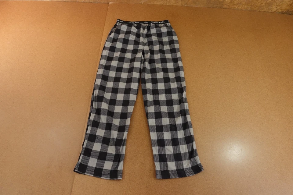 Pantalones de micro pijama cepillados a cuadros negros grises talla mediana Calvin Klein para niños nuevos con etiquetas Foto 3 de 4
