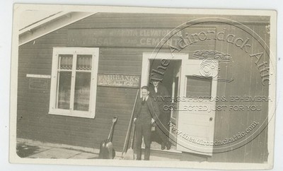 Store Front Dakota Elevator Co. Portland Cement - Vintage Photo Snapshot 1910s
