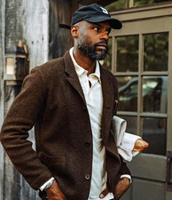 Flint and Tinder Men's Brown Blazer L Single-Breasted 2-Button Notch Lapel