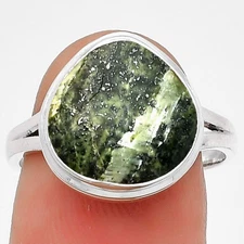 Natural Chrysotile 925 Sterling Silver Ring s.8 Jewelry R-1008