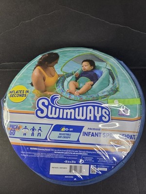 Swimways Infant Spring Float, Baby Pool Float & Canopy | For 3-9 Months, Shark