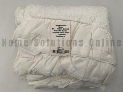 Pottery Barn Kids Nina Ruffle Duvet Cover Cloud Dancer Full Queen #S4204 PS
