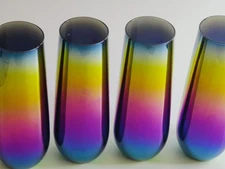 Circleware Rainbow Fusion Luster Champagne Flutes Stemless Wine Glasses, Set 4