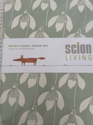 Scion SCHNEEGLÖCKCHEN SALBEI DOPPEL BETTBEZUG & 2 KISSENBEZÜGE SET NEU IN VERPACKUNG