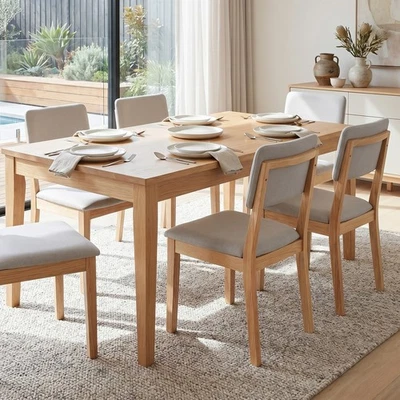 Levede 6x Dining Chair Solid Wood Lounge Seat Back Upholstered Linen Padded - image 1 of 4