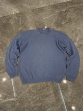 Vintage 90's Lacoste Logo Chemise Blue Crew chek knit Sweater France Y2K Mens