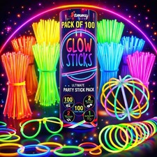 Ammy Glow 100er Pack Leuchtstäbe mit Verbindern für Partys Festivals und Events