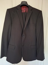 Ted Baker Endurance Black Two-Piece Suit 42R/36R With Burgundy Patterned Liner