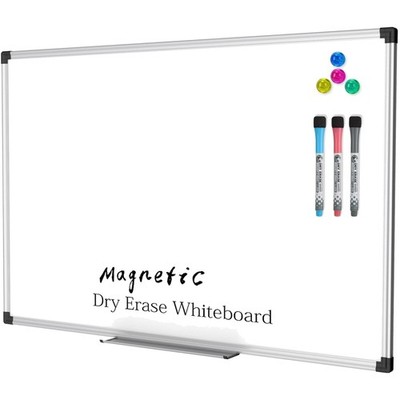 36x24 Magnetic Whiteboard with Scratch-Resistant Surface & Marker Tray