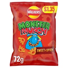 Walkers Monster Munch Sweet & Spicy Snacks 72g (Pack of 18)