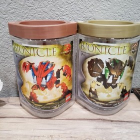 Set of 4 LEGO Bionicles 8560, 8563-8564 Complete Canisters Manuals Rubberbands