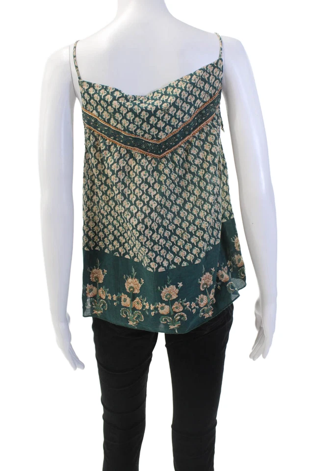 Camiseta sin mangas Anna Sui para mujer de algodón con correa de espagueti estampado floral verde talla 02 Foto 3 de 4